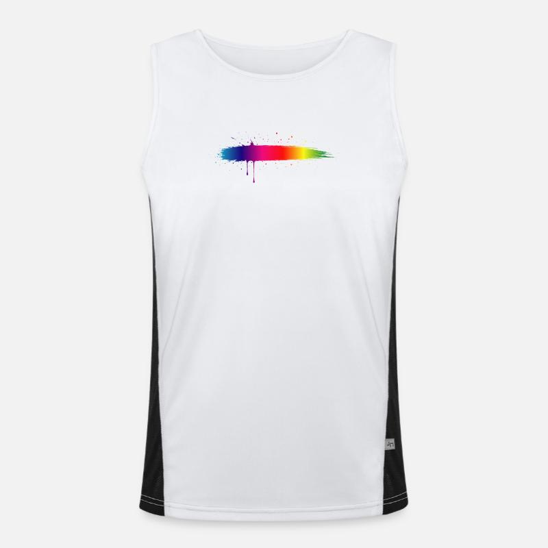 Rainbow Brush Stroke Gradient Splash Men's Functional Contrast Tank Top 