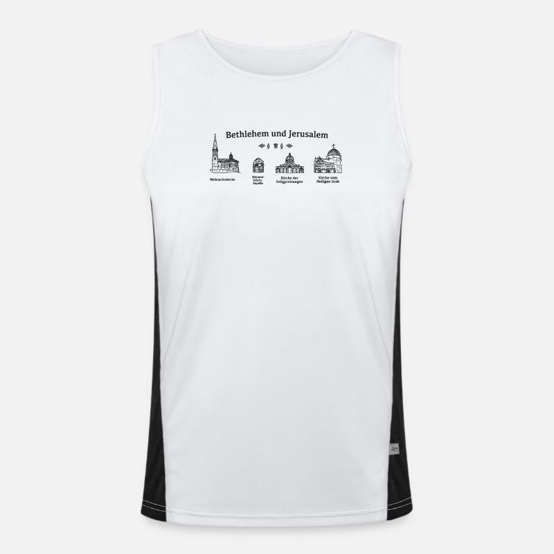 Jerusalem und Bethlehem, Heilige Orte der Christen Funktionelles Kontrast-Tank Top für Männer 