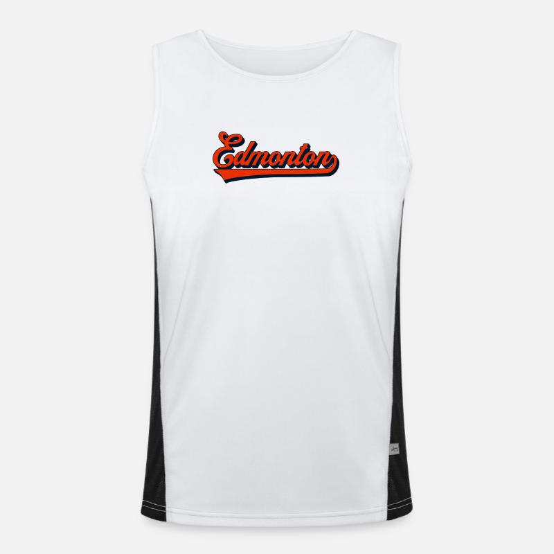 Edmonton Script Vintage Logo Débardeur respirant contrasté Homme 