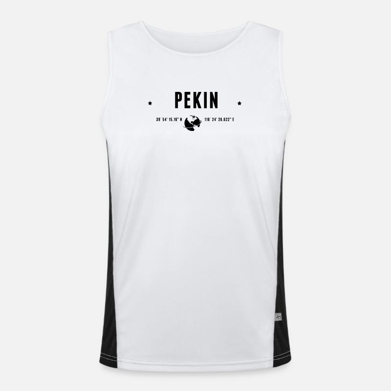 Beijing Stylized Geographical Coordinates Men's Functional Contrast Tank Top 