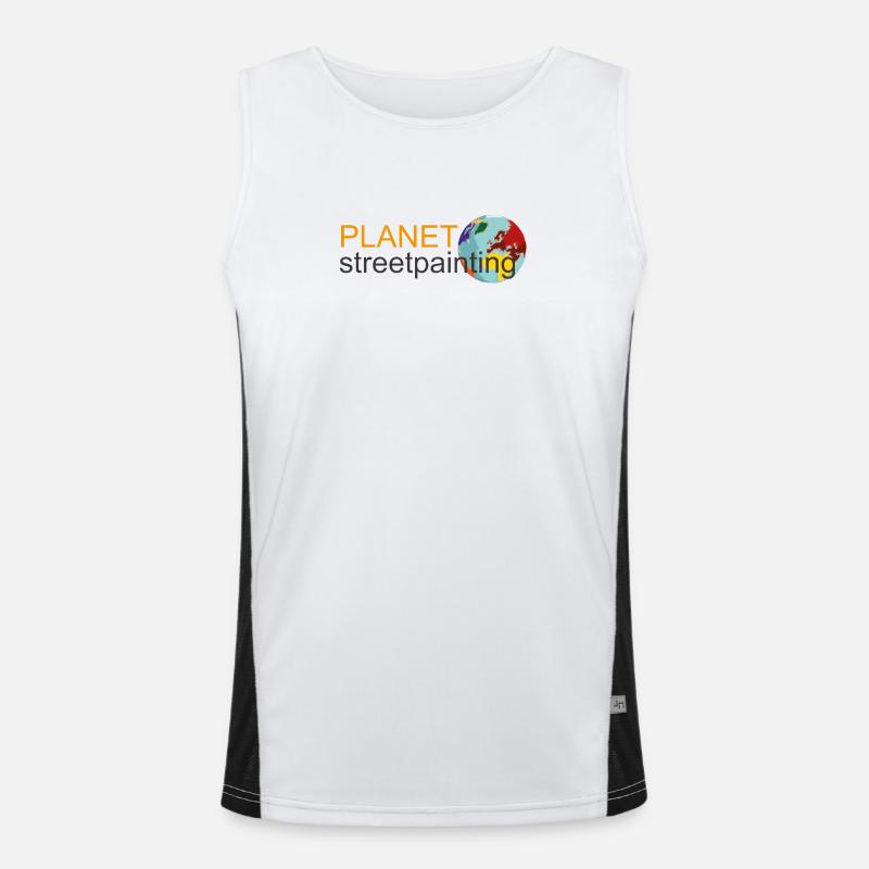 Planet logo wit - Men's Functional Contrast Tank Top  - white/black