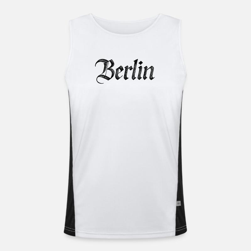 Berlin Gothic Script Vintage Schwarz Funktionelles Kontrast-Tank Top für Männer 