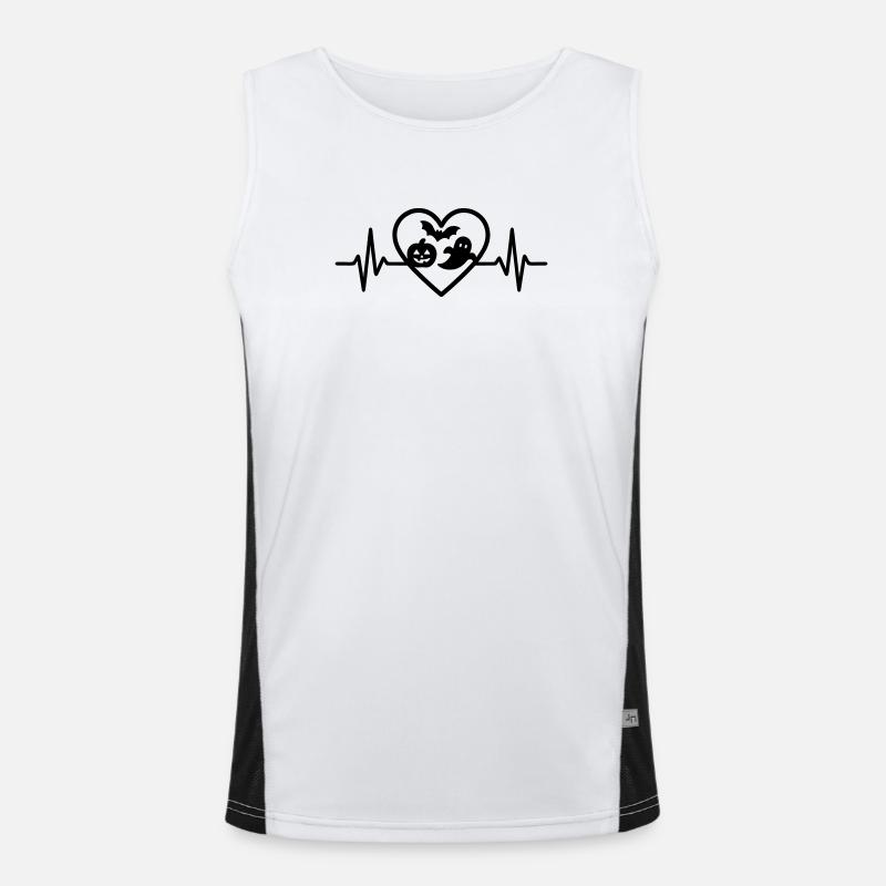 Halloween Heart Pumpkin Ghost Bat Men's Functional Contrast Tank Top 