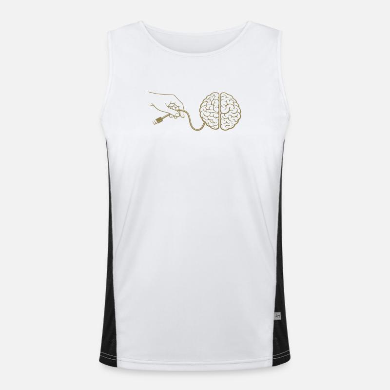 Brain Head Cable Connector Artificial Intelligence Men's Functional Contrast Tank Top 