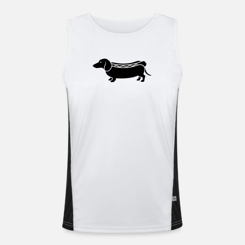 Dachshund Hot Dog Sausage Silhouette Men's Functional Contrast Tank Top 