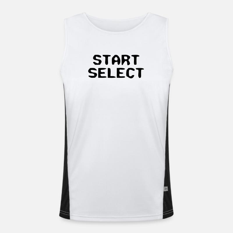Start Select 8-Bit Text - Men's Functional Contrast Tank Top  - white/black
