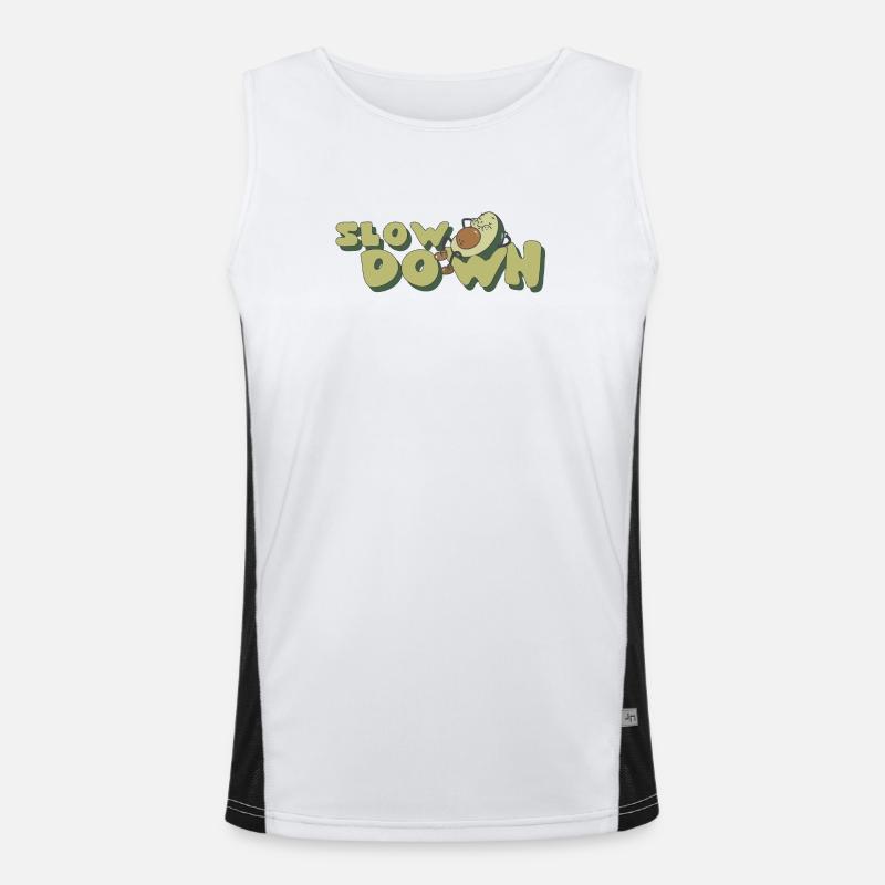 slow down relax avocado retro positive Funktionelles Kontrast-Tank Top für Männer 