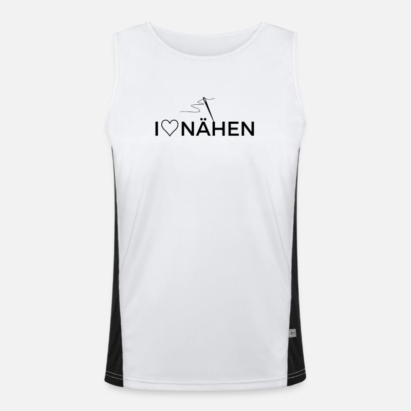 I Love Sewing - Design with Graphic - Men's Functional Contrast Tank Top - white/black