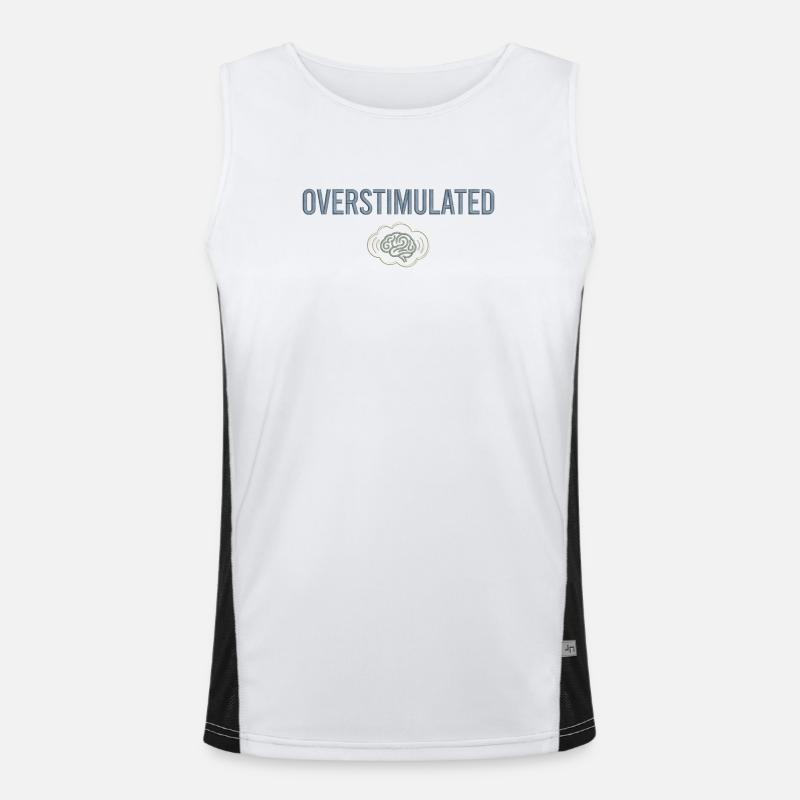 Overstimulated Brain Neon Outline Men's Functional Contrast Tank Top 