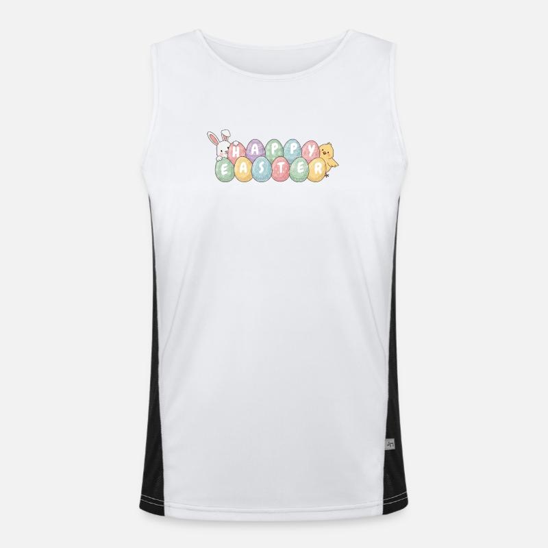 Cute Easter Bunny Chick and Eggs - Men's Functional Contrast Tank Top  - white/black