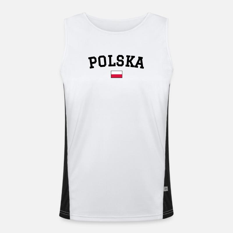 Polen Flagge Design Schwarz Funktionelles Kontrast-Tank Top für Männer 