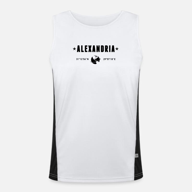 Alexandria Egypt Coordinates Planet Earth Men's Functional Contrast Tank Top 