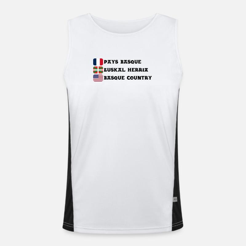 Pays Basque : drapeaux Français, Basque, Américain Débardeur respirant contrasté Homme 
