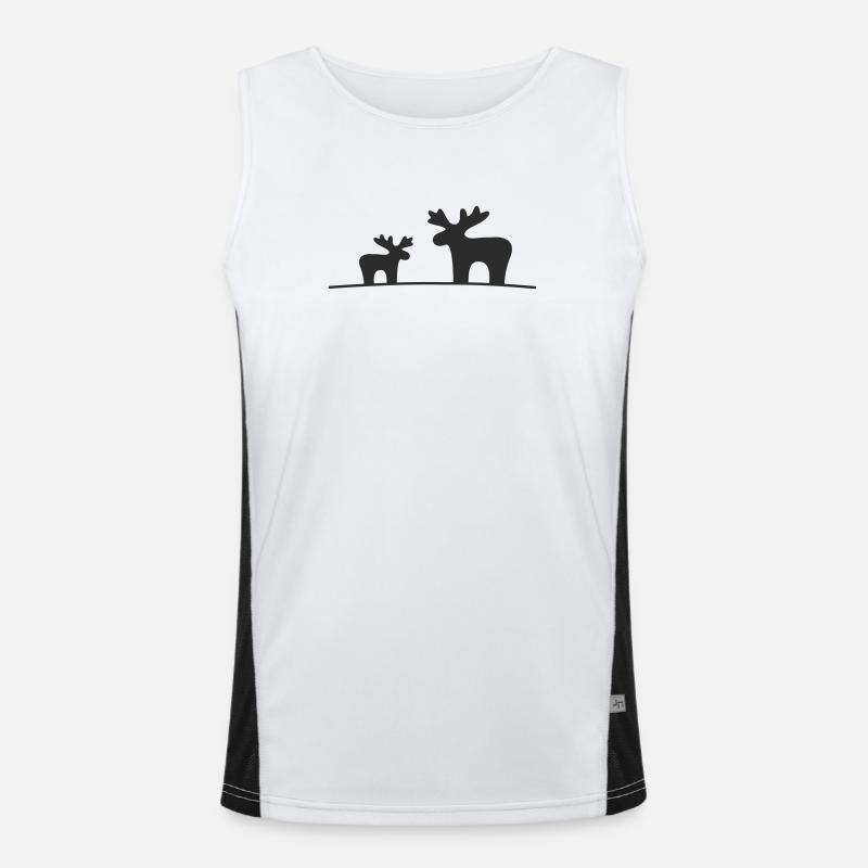 Elch Silhouette Wald Funktionelles Kontrast-Tank Top für Männer 