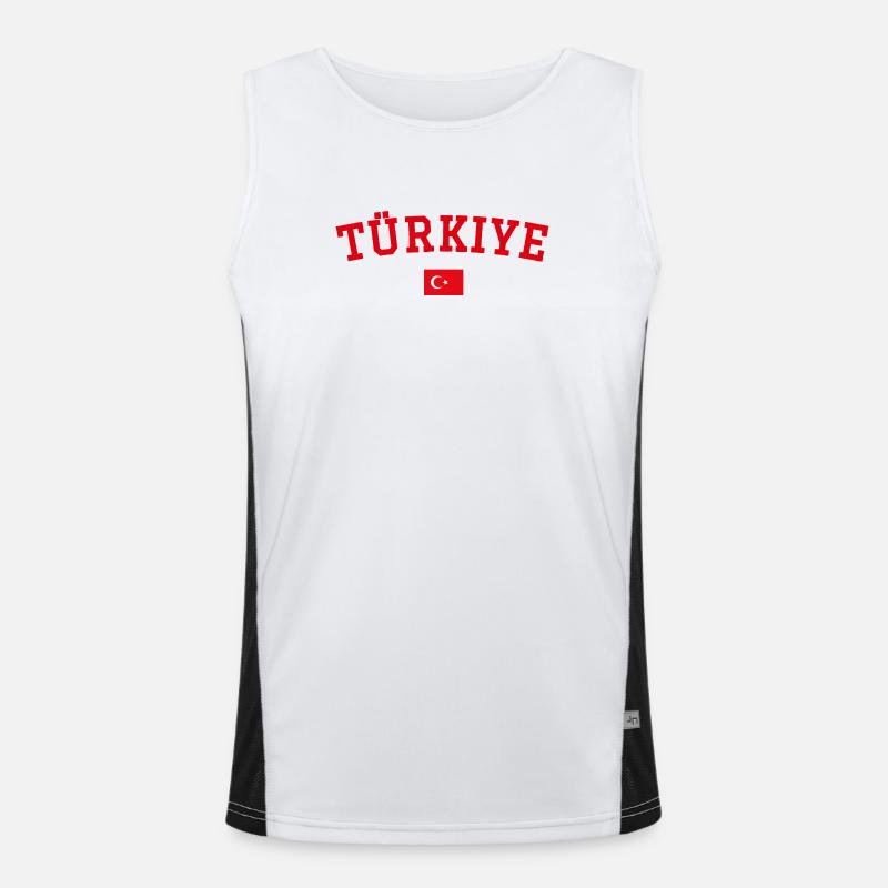 Turkey Flag Design Red - Men's Functional Contrast Tank Top  - white/black