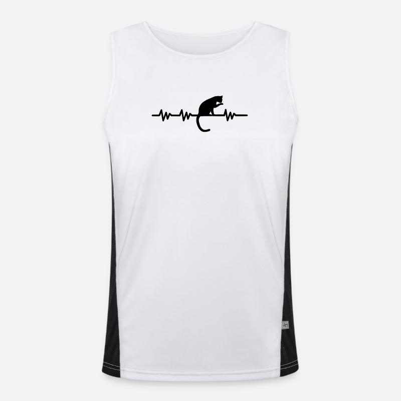 Herzschlag - Katze Funktionelles Kontrast-Tank Top für Männer 