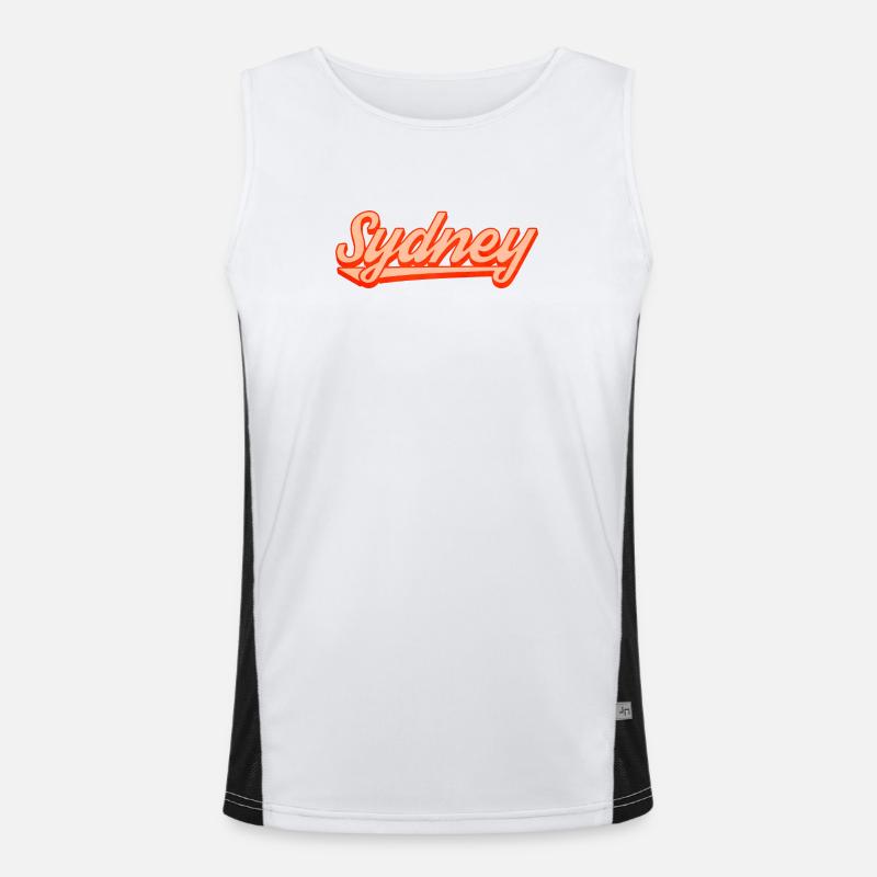 Sydney Retro Script Logo Funktionelles Kontrast-Tank Top für Männer 