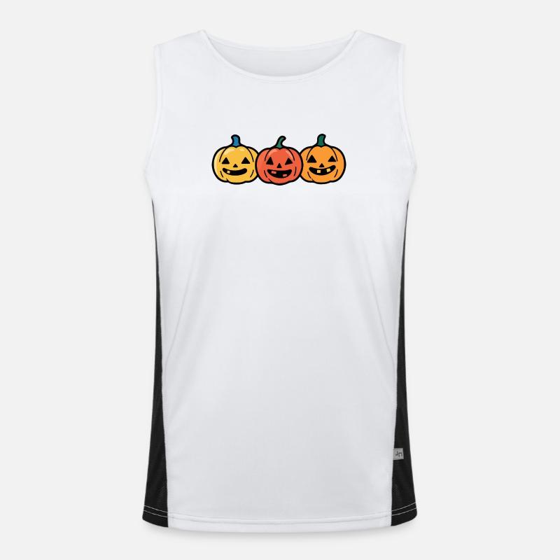 Pumpkin Halloween Comic - Men's Functional Contrast Tank Top - white/black