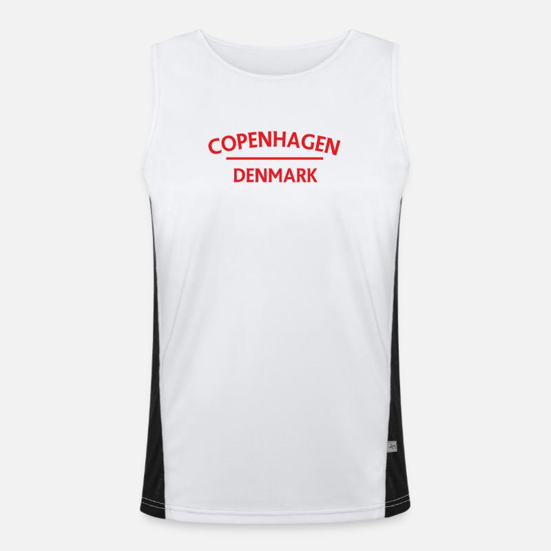 Kopenhagen – Dänemark Textdesign Funktionelles Kontrast-Tank Top für Männer 