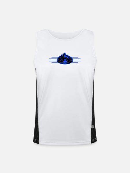 Mountains Landscape Forest Waterfall - Men's Functional Contrast Tank Top  - white/black