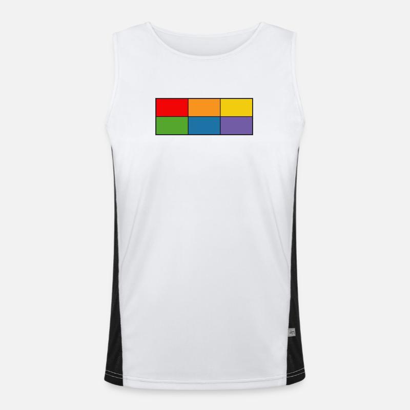 LGBT_Regenbogen_Farbblock grid Men's Functional Contrast Tank Top 
