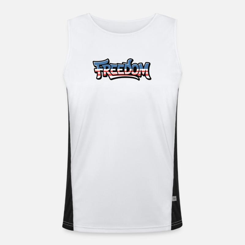 Freedom Typografie Statement Design Funktionelles Kontrast-Tank Top für Männer 