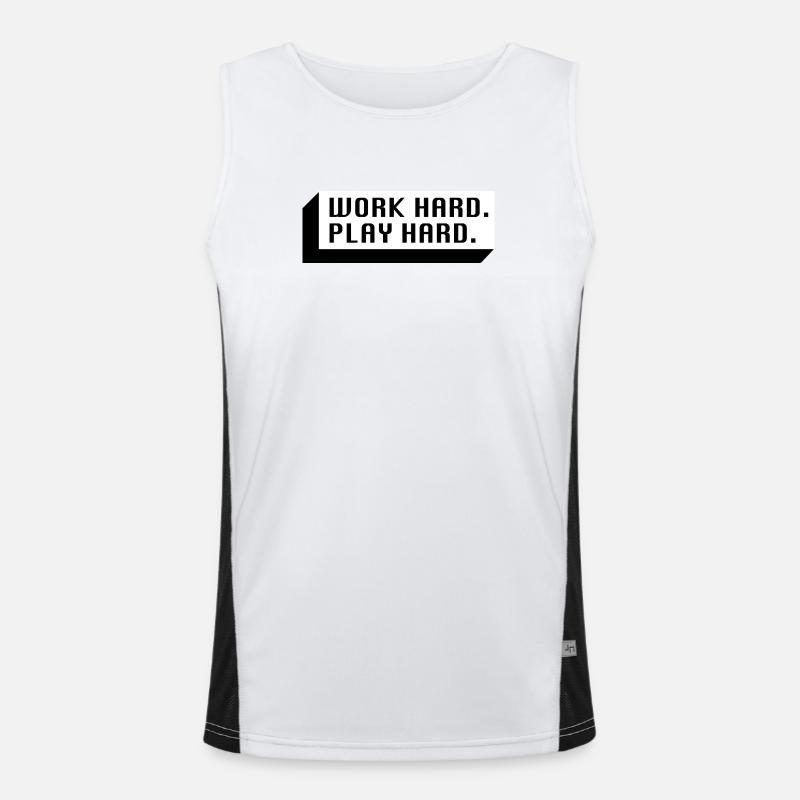 Work Hard. Play Hard. (Black) Men's Functional Contrast Tank Top 