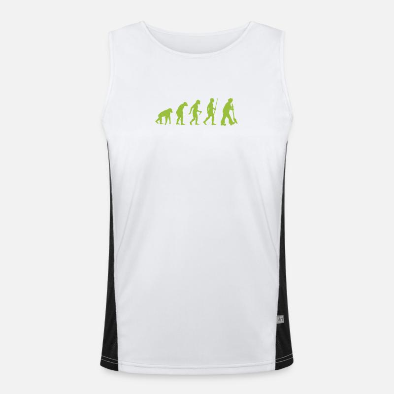Evolution - vom Urmensch zum Gartenfreund Funktionelles Kontrast-Tank Top für Männer 