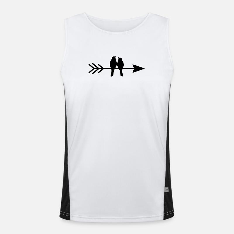 Bird birds couple on arrow gift love Men's Functional Contrast Tank Top 