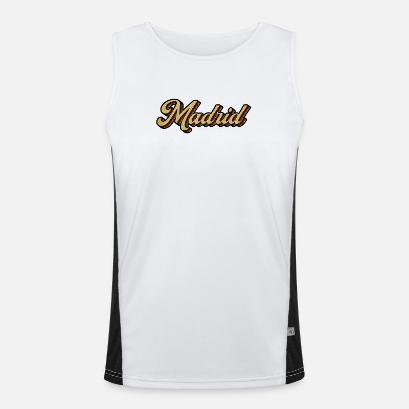 Madrid Retro Striped Script - Men's Functional Contrast Tank Top  - white/black
