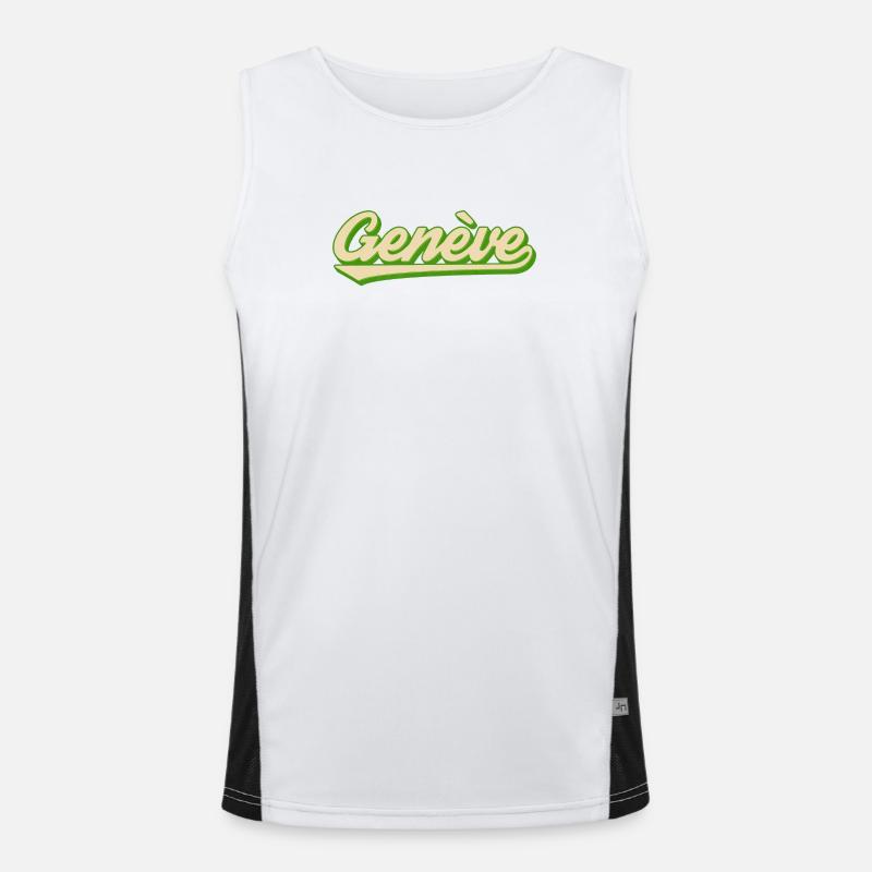 Genève Retro Script Lime - Men's Functional Contrast Tank Top  - white/black