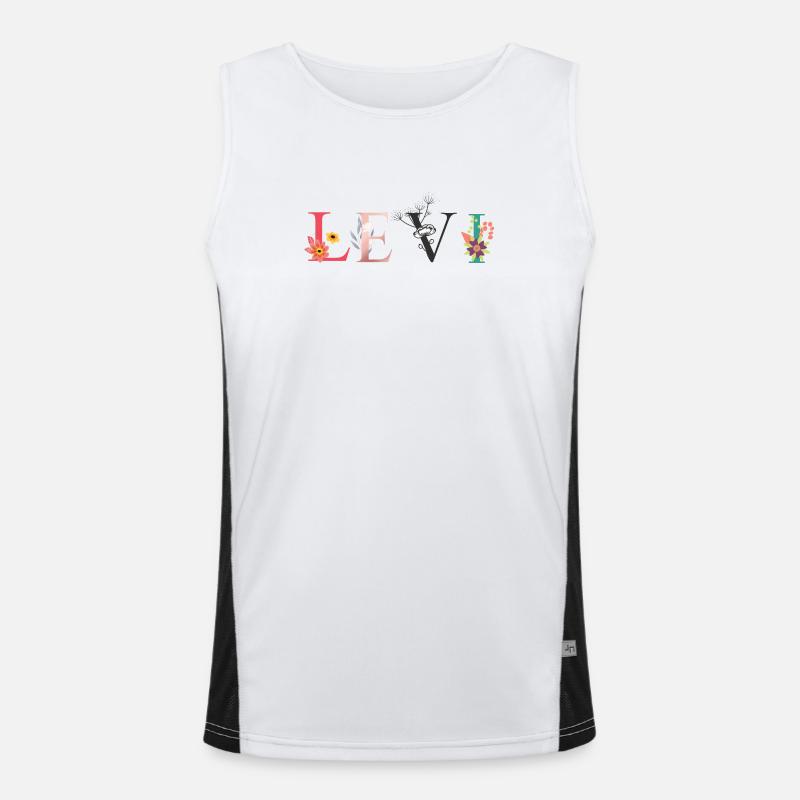 LEVI Name Art avec des fleurs brodées Débardeur respirant contrasté Homme 