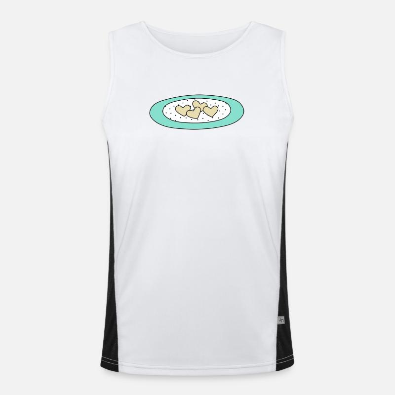 Heart Cookies on a Polka Dot Plate Men's Functional Contrast Tank Top 