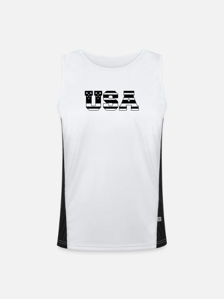 USA America - Men's Functional Contrast Tank Top - white/black