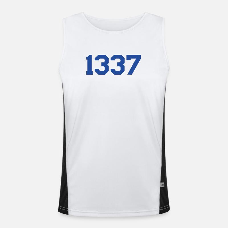 1337 – Blue Text Design Men's Functional Contrast Tank Top 