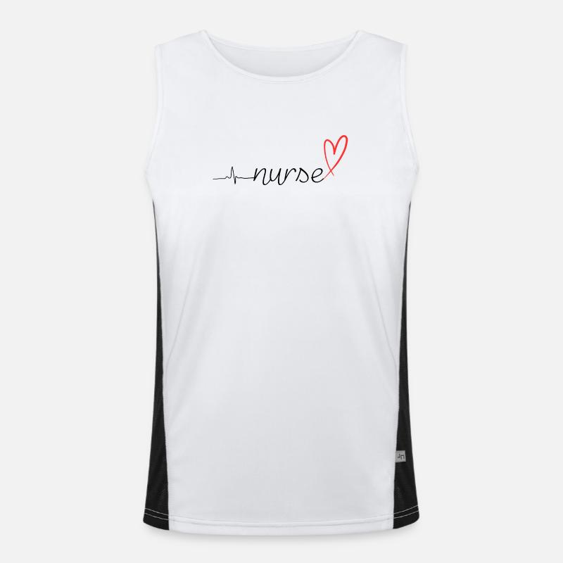 Nurse Heartbeat ECG Stethoscope Script Design Men's Functional Contrast Tank Top 