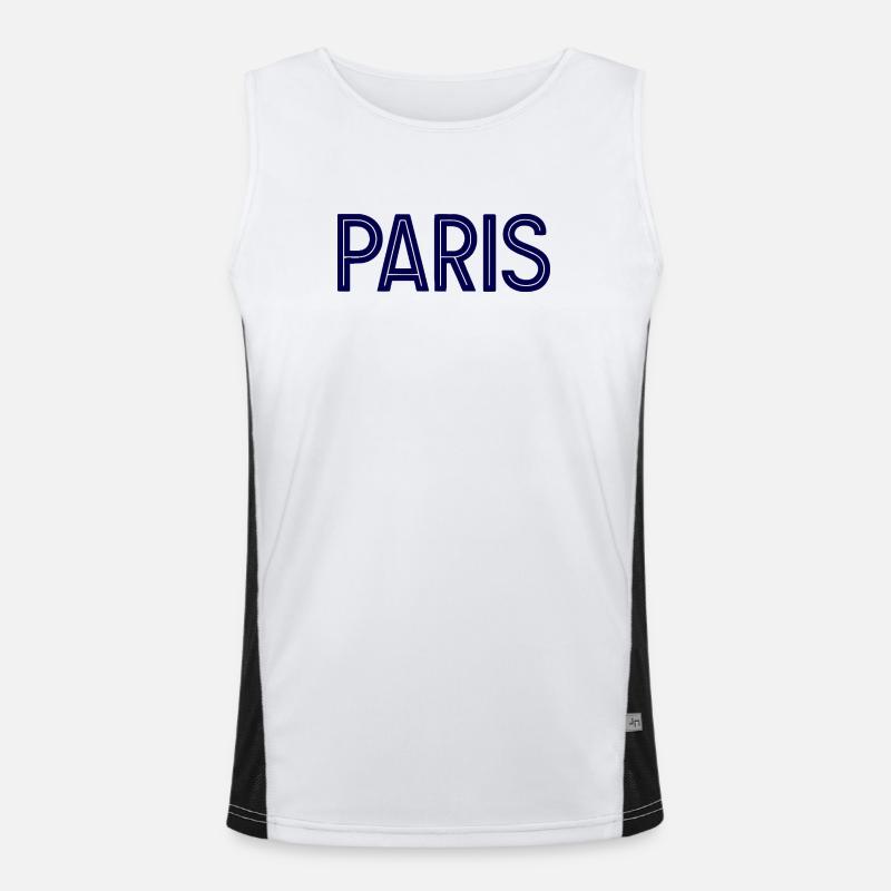 Paris Midnight Blue Geometric Typography Men's Functional Contrast Tank Top 