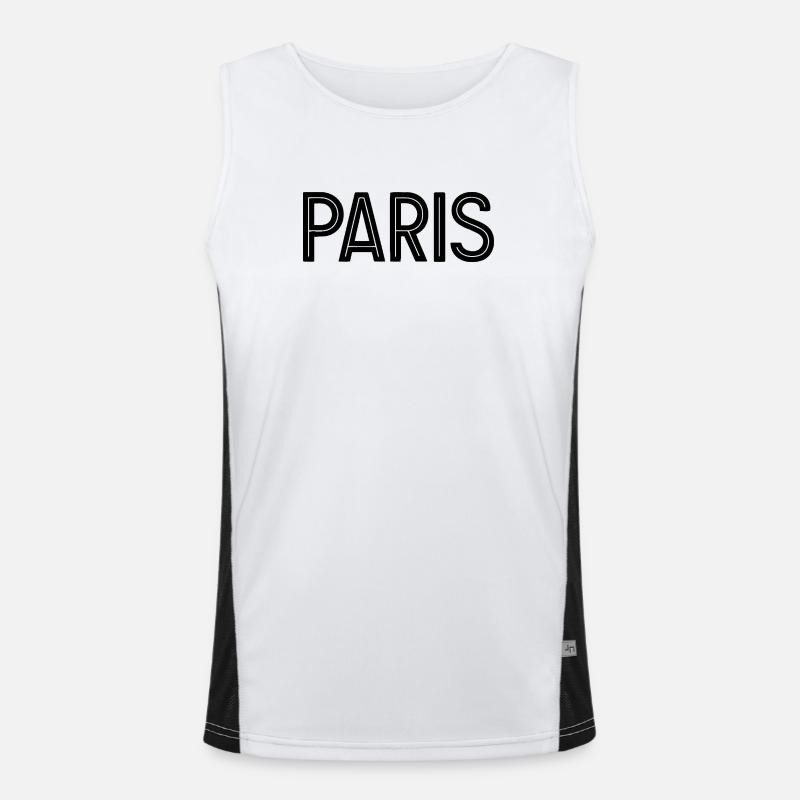 Paris Black Geometric Typography - Men's Functional Contrast Tank Top - white/black