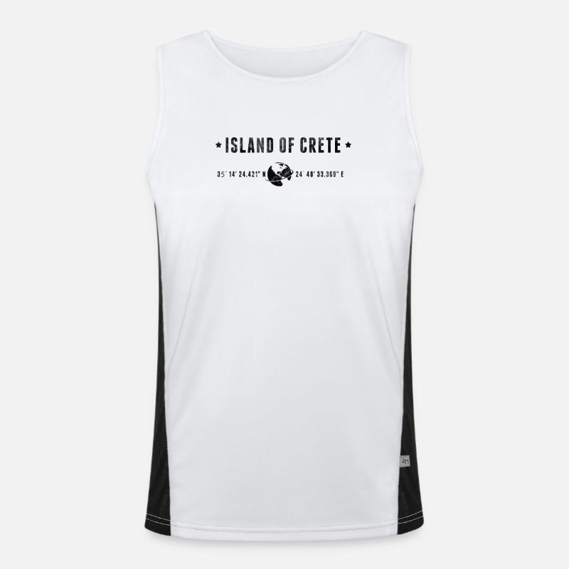 Crete Stylized Geographical Coordinates Men's Functional Contrast Tank Top 