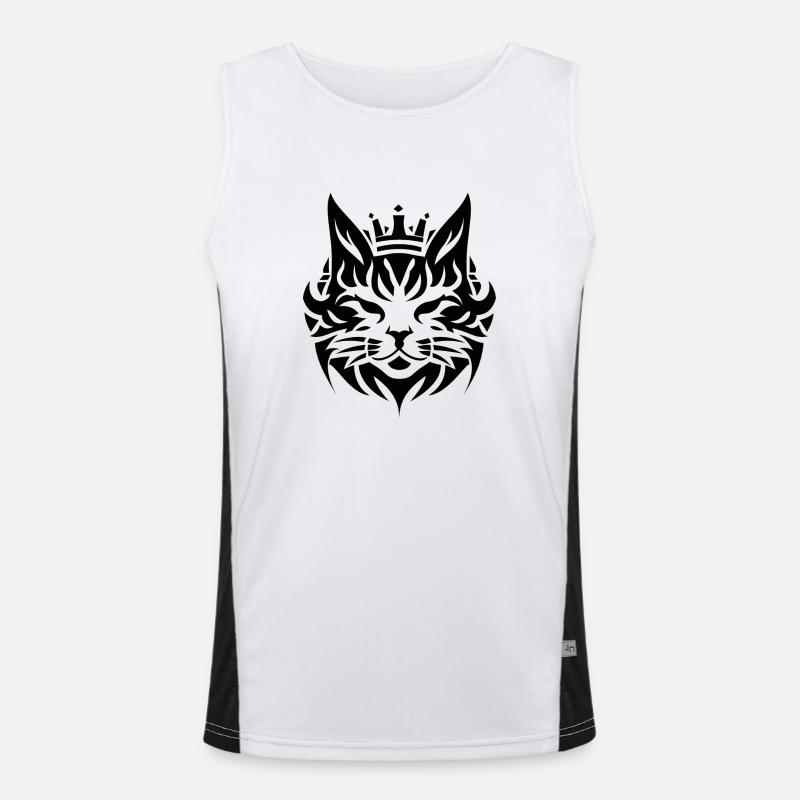 Concise cat with crown - Men's Functional Contrast Tank Top  - white/black