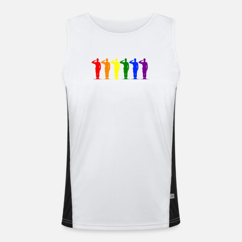 Multicolored Silhouettes Greeting Men's Functional Contrast Tank Top 
