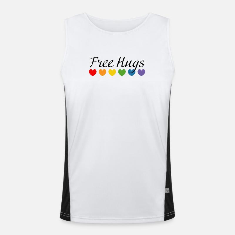 Rainbow Hearts Free Hugs black Men's Functional Contrast Tank Top 