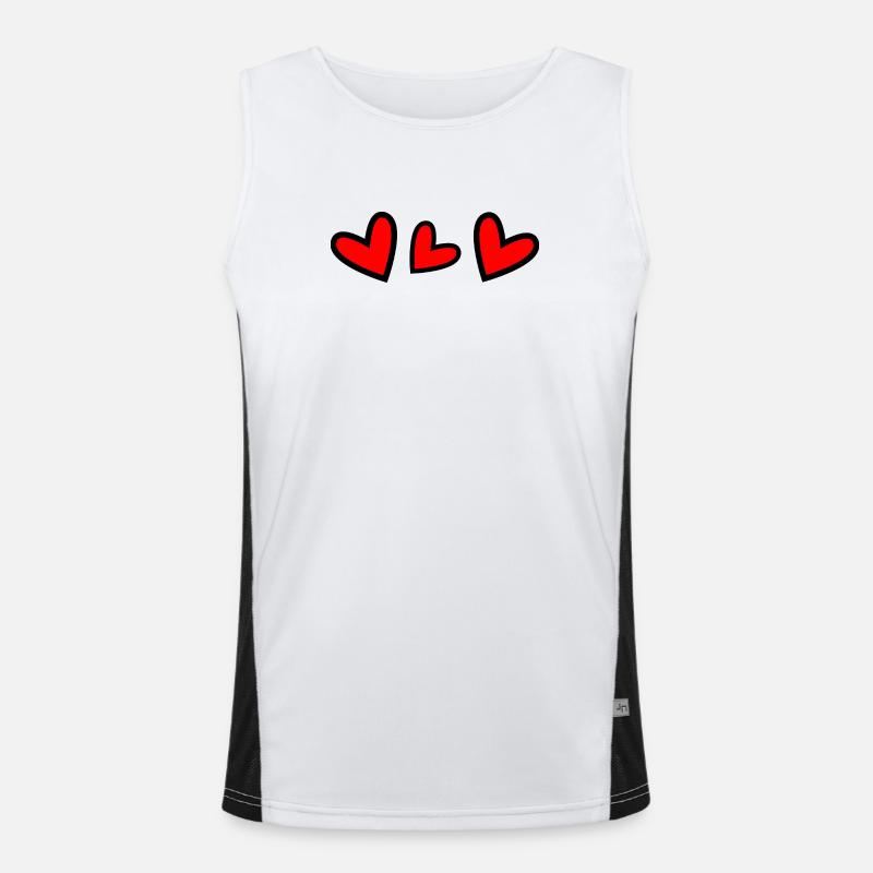 HEART - Men's Functional Contrast Tank Top  - white/black