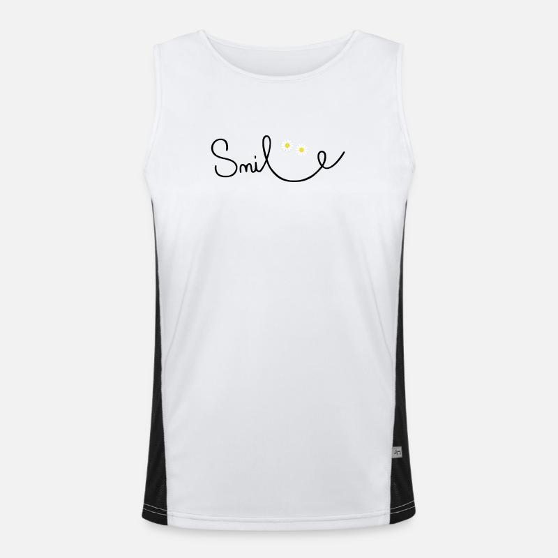 Flowery smile in cursive script Men's Functional Contrast Tank Top 