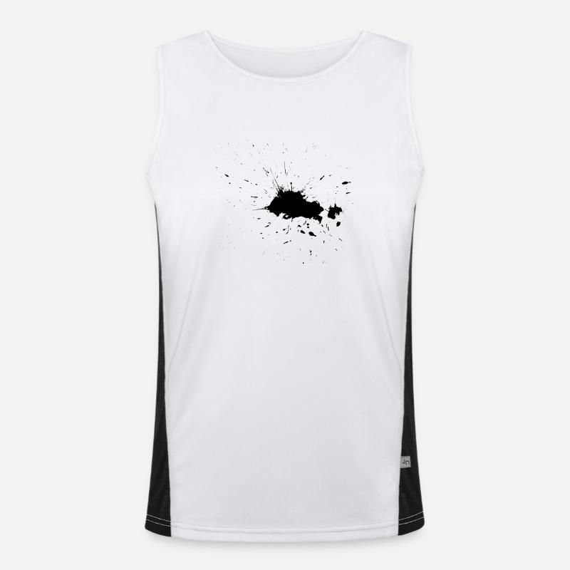 Splash Spritzer Fleck Schmutz Klecks Schwarz Farbe Funktionelles Kontrast-Tank Top für Männer 