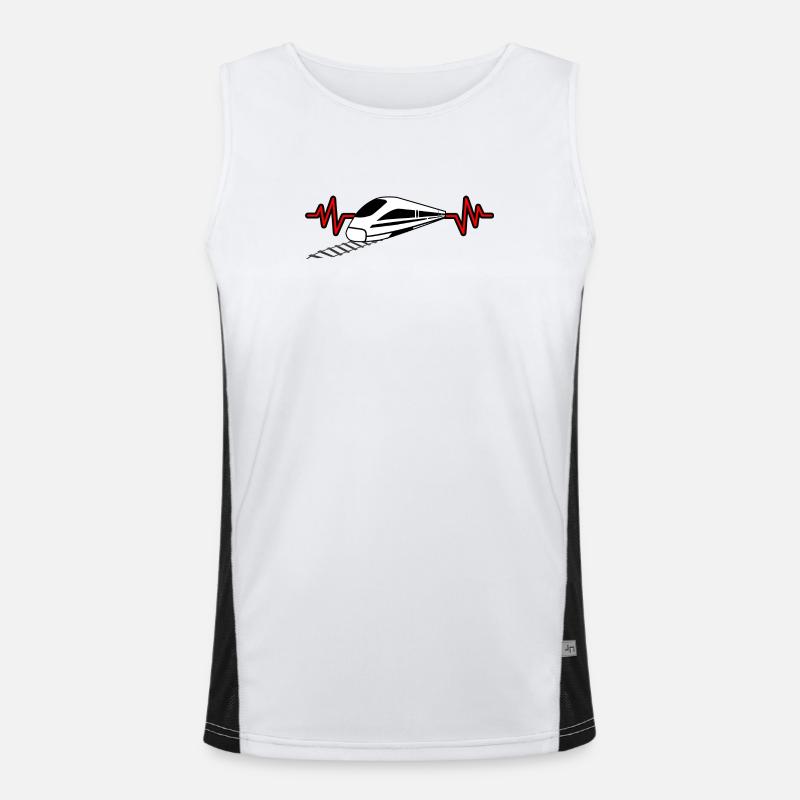 Heartbeat with train - railway worker, train driver design Men's Functional Contrast Tank Top 