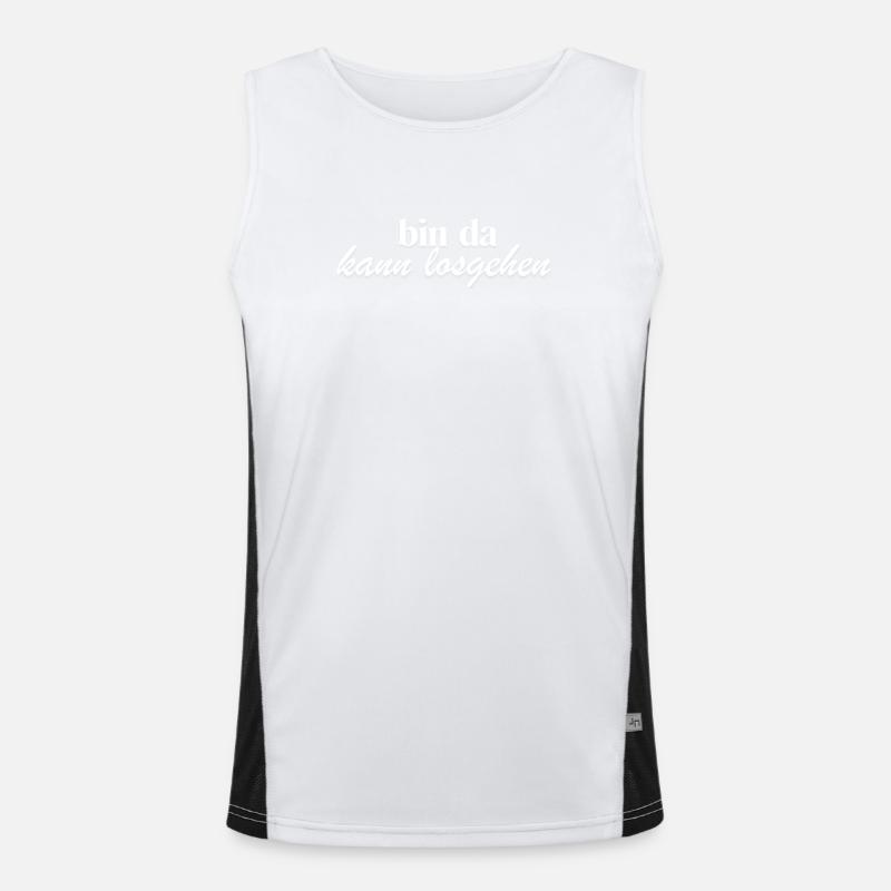 bin da kann losgehen weiß Funktionelles Kontrast-Tank Top für Männer 