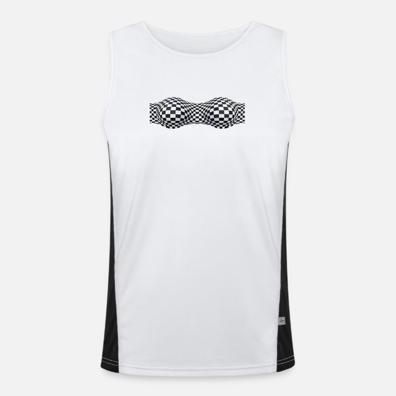 Folded Checkered Patterns Men's Functional Contrast Tank Top 