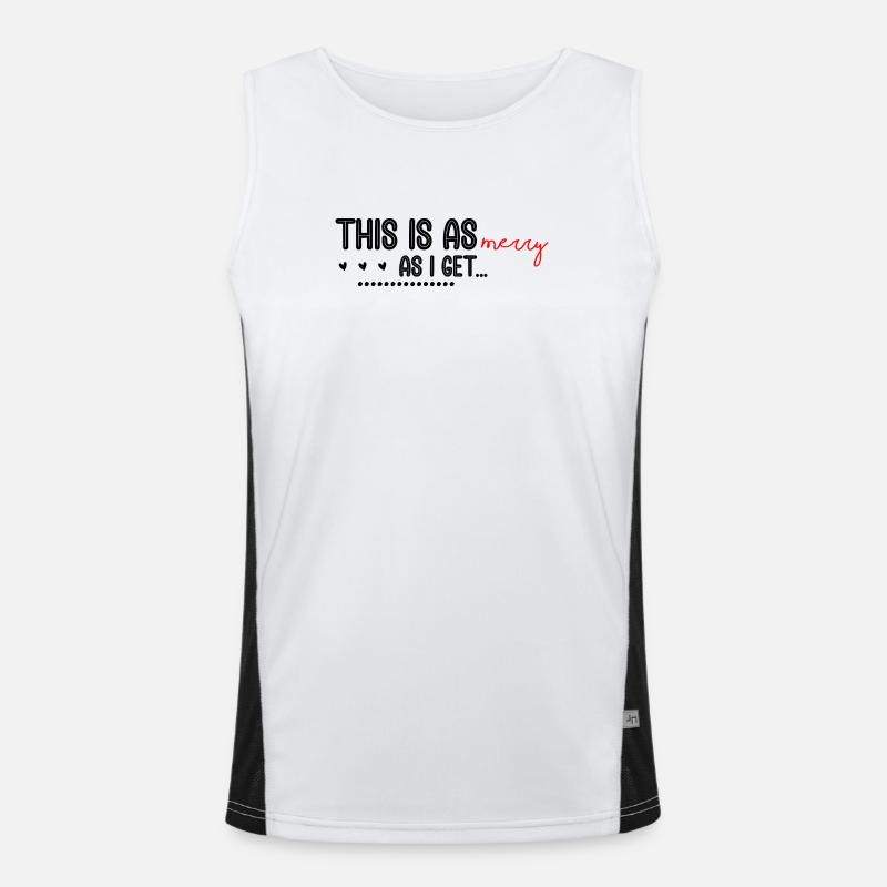 Merry Red Script Logo auf Schwarz Funktionelles Kontrast-Tank Top für Männer 