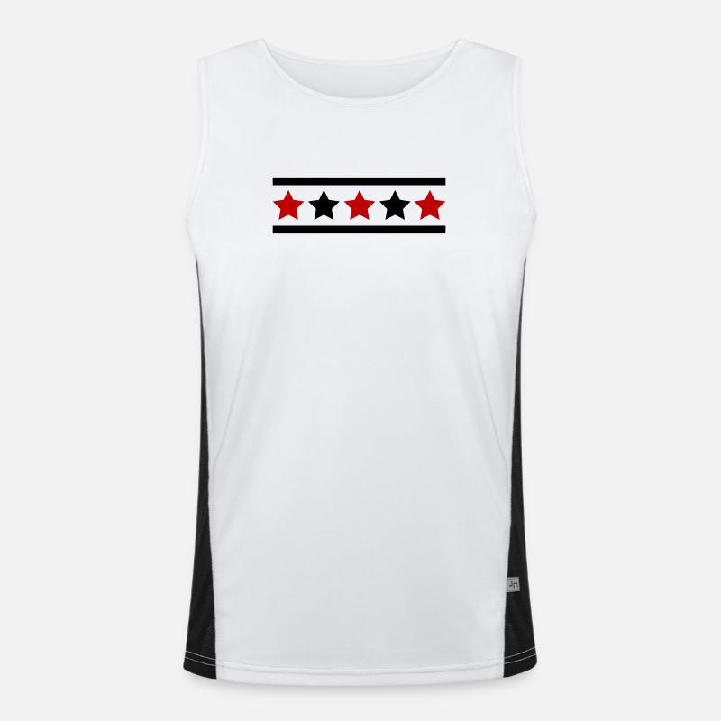 Star Pattern - Men's Functional Contrast Tank Top  - white/black